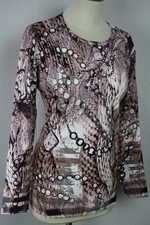 Damen  Pullover Oberteil Pulli Mustermix in rosa/braun Viskose OVANTI Gr.38,40