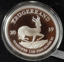Südafrika 1 Oz Silber Krügerrand 2019 Polierte Platte im Etui
