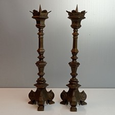 1 PAAR sehr alte Bronze Kirchenleuchter Kerzenhalter Frankreich 19 Jh.