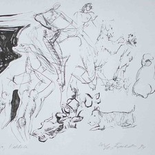 Wolfgang Frankenstein Frauenakt Casanova Kabbala signiert Lithografie 1984