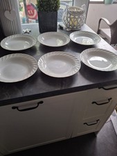 6 Suppenteller Form Marienbad Ingres Weiß Wellendekor