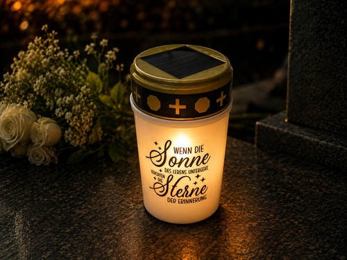 Solar led grablicht mit spruch - solar,