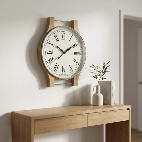 Premium wanduhr holz - holz, metall