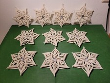 10x 3D Stern Hängen 14 cm Öse Christbaumschmuck Weihnachtsschmuck Advent Deko