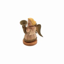 Alte Holz Figur Engel mit Tuba