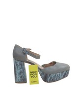 Miss L Fire Damen Heels UK 4 Blau Animal Print 100% Sonstige Plateau