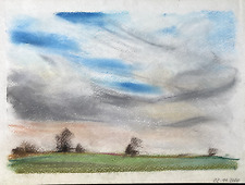 FRANZ EHMKE 1928-2018 DDR MALER °PASTELL BÄUME HIMMEL LANDSCHAFT 2000 WIESEN