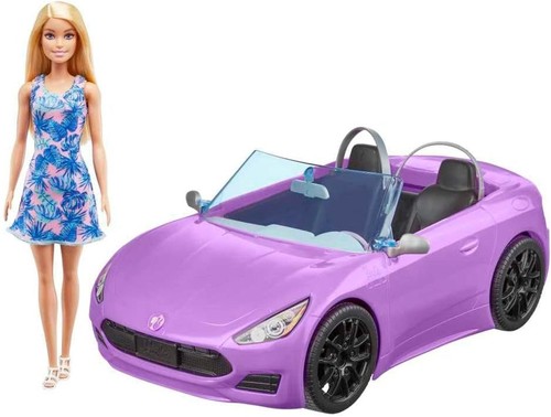 Barbie auto lila mattel - mattel, blonde