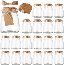 Nicunom 20er Pack Joghurt Gläser mit Korkdeckel, 200ml Klarglas Pudding 7 oz 