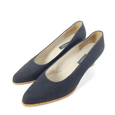 Bally Pumps Damen Gr. EU 41,5 UK 8,5 E Blau Canvas High Heels Spitz Schuhe