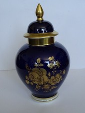 Schumann Arzberg Deckelvase Echt Cobalt mit Goldblume H 29