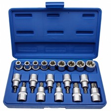 Steckschlüssel-Einsätze für Innen und Außen TORX®, 19-tlg. E10-E24 +T20-T70