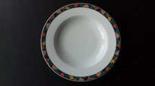 Mitterteich Form 2370 Christina Dekor Bunter Rand Suppenteller Ø22,6cm + - 083