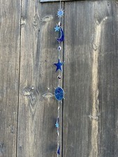 Suncatcher SONNE MOND STERNE  blau ca 90 cm Kette Mobile Fensterdeko Esoterik