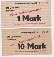 2 Banknoten 1 und 10 Mark DDR