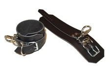 1 Paar Handfesseln aus Echt Leder – 26,5 x 6,5 cm – mit Karabinern und D-Ringen