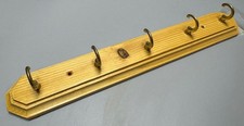 Hakenleiste 330mm Holz Kiefer  lackiert 5 Messing  Haken Garderobenhaken