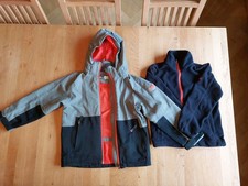 Winterjacke Doppeljacke Skijacke Mädchen, wasserabweisend, grau/schwarz, Gr. 128