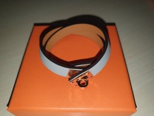 Original Hermès hellgrau Double Tour Bracelet Armband etoupe NP 555.- EUR