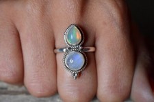 Feuer Mondstein & Opal Ring