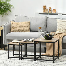 HOMCOM Couchtisch 3er-Set Beistelltisch Satztisch Sofatisch mit Holzoptik, Stahl