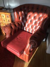 Chesterfield Sessel, englisch, Leder, Rotbraun, neue Polsterung (abzuholen Köln)