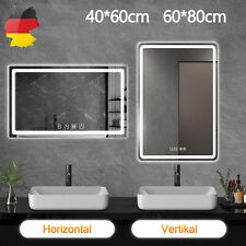 LED Badspiegel mit Uhr Touch Beschlagfrei Beleuchtung Wandspiegel Dimmbar