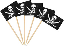 100 Stück Piraten Zahnstocher Flaggen Paty Deko Fahne