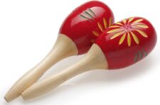 Stagg MRW-16 Paar ovaler Holz Maracas, Blumen-Finish, rot, 15 cm