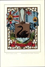Wappen Litho Western Australia Australien, Schwarzer Schwan, Fahnen - 3991111