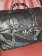 Kossberg Echt Leder Aktentasche Laptoptasche Schultergurt Schwarz Gebraucht Gut