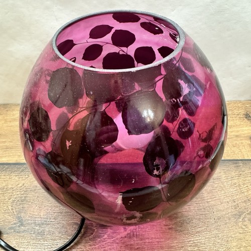 Glas kugellampe rot blattdekor - glas,