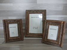 3er Set Echtholz- Wechselrahmen Schnitzerei 5 X 7,50cm und 9 x 13 cm Handarbeit