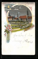 Lithographie Altötting, Kirche und Prozession 