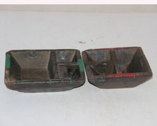 Antik Holz Campaign Trible Schale, Gewürze Schale Alt Original