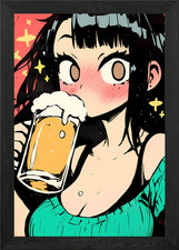 Anime Mädchen trinkt Bier