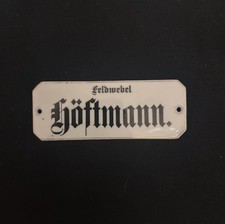 Feldwebel Höftmann Namensschild Porzellan Antik