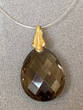 Toller facettiert geschliffener Rauchquarz /Rauchtopas Anhänger mit Gold-Öse 333