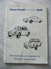 Ersatzteilliste für VW Käfer und Karmann Ghia, Thomas Pasvahl, 1993,70 Seiten