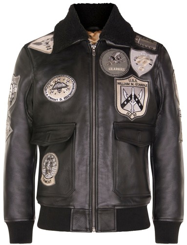 Herren topgun leder - leder, schwarz