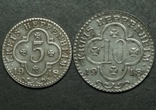 NOTGELD: 5 & 10 Pfennig 1918. Funck 208.1 & 2. KREIS HEPPENHEIM / HESSEN.