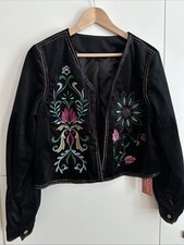 Schwarze Samt Jacke Mit Bunten