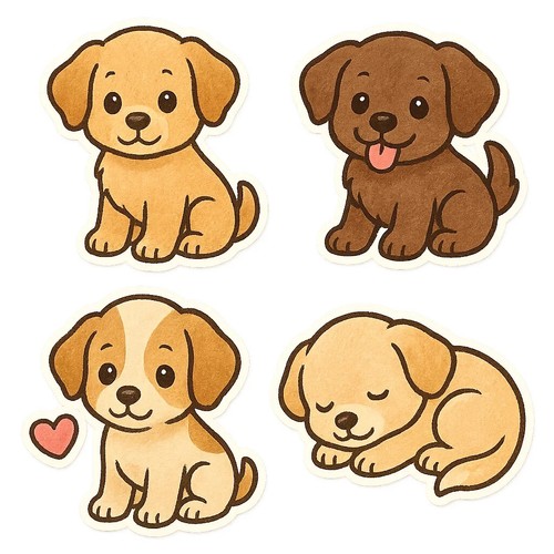 Sticker set süße hundewelpen - sticker,