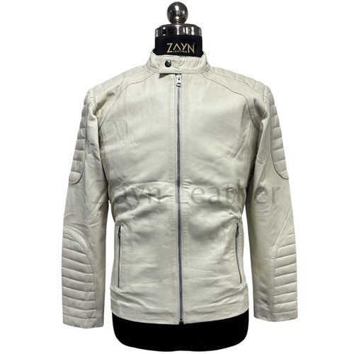 Herren creme lederjacke echt - lederjacke,