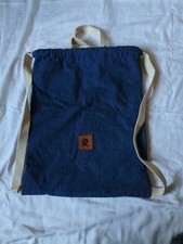 BagBase Rucksack BG642 Jeans Optik Blau Baumwolle45x35cm Träger Weiß Top Zustand