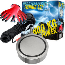 Neodym Magnet Bergemagnet 800KG Stark 20m Seil Magnetangeln Set Magnete Fischen