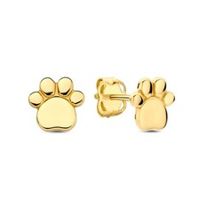 Dog Paw Stud Earrings · Gold