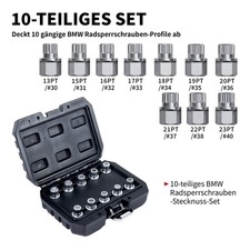 10-tlg. Felgenschloss Werkzeug