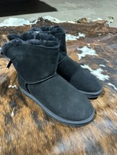 Lammfell Boots Größe 41 Schwarz Echtleder und Echtes Lammfell Stiefel