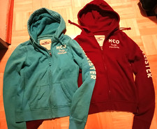 2x klassische Hollister Sweatjacken türkis, dunkelrot M